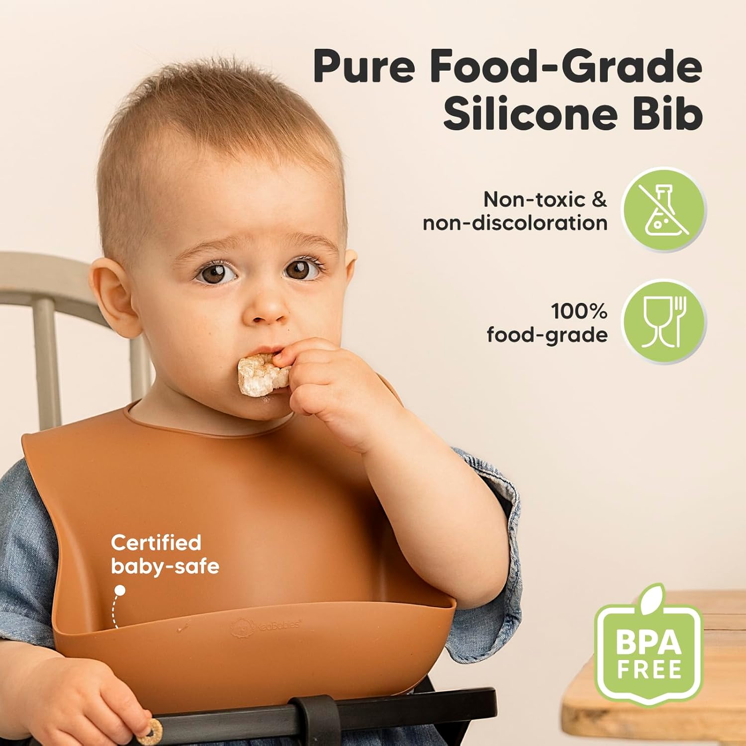 KeaBabies 2-Pack Silicone Baby Bibs for Eating - Sturdy Food-Grade Silicone Bibs for Babies Girl