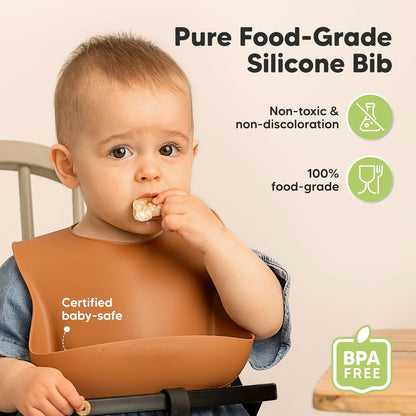 KeaBabies 2-Pack Silicone Baby Bibs for Eating - Sturdy Food-Grade Silicone Bibs for Babies Girl