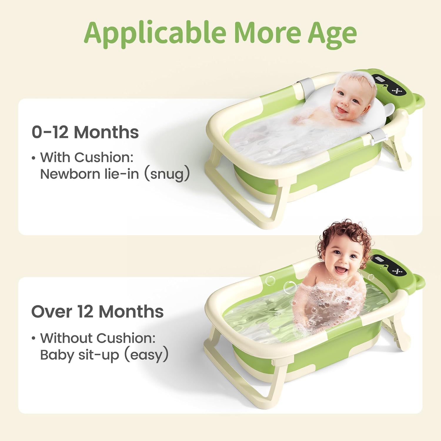 Collapsible Baby Bathtub for Newborn to Toddler (0-18 Month) - Portable Baby Bath Tub for Travel