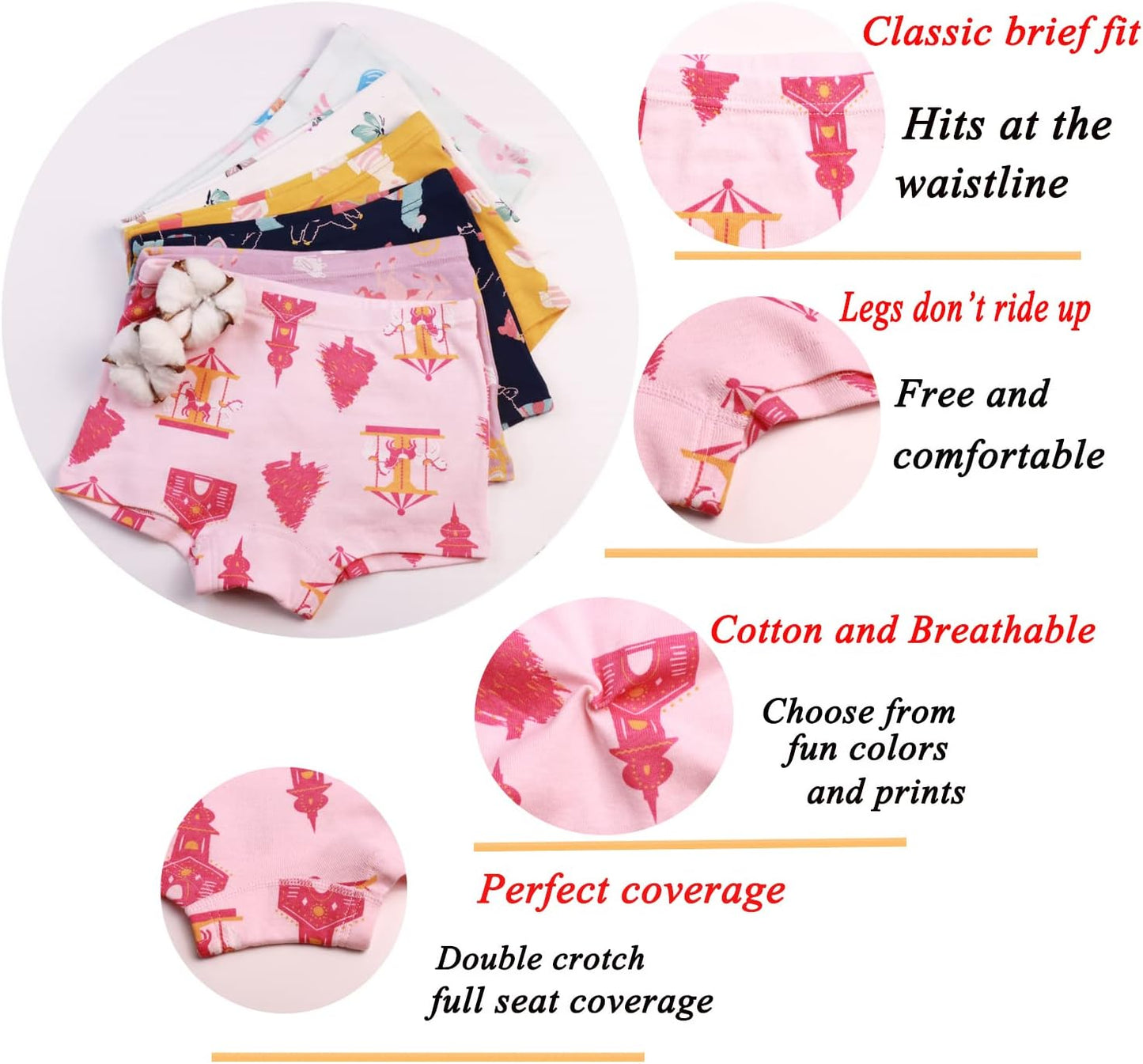 Boboking Soft Cotton Girls' Panties Boyshort Little Girls' Underwear Toddler Undies