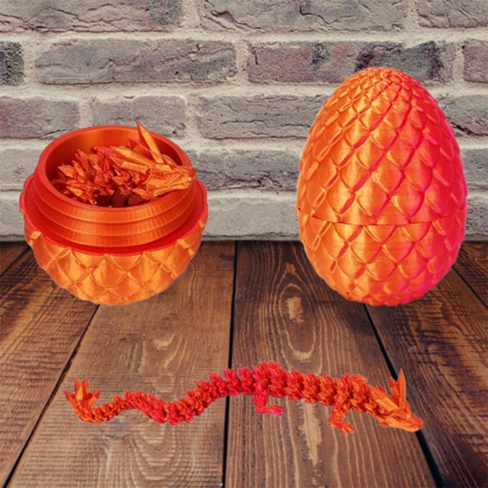 Crystal Dragon Egg Fidget Toy - 3D Dragon Eggs with Dragon Inside Fidget, 3D Printed Dragon Egg Fidget for Gifts, Home Office Decor Executive Desk Toy, Laser Red