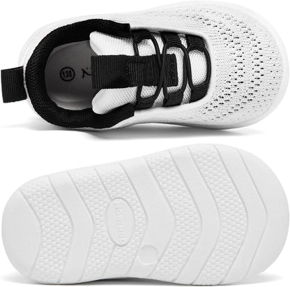 MORENDL Toddler Slip On Sneakers Baby Walking Shoes Non-Slip Breathable Unisex Pink Mesh Lace-Up Athletic Sneakers Infant Running Shoes