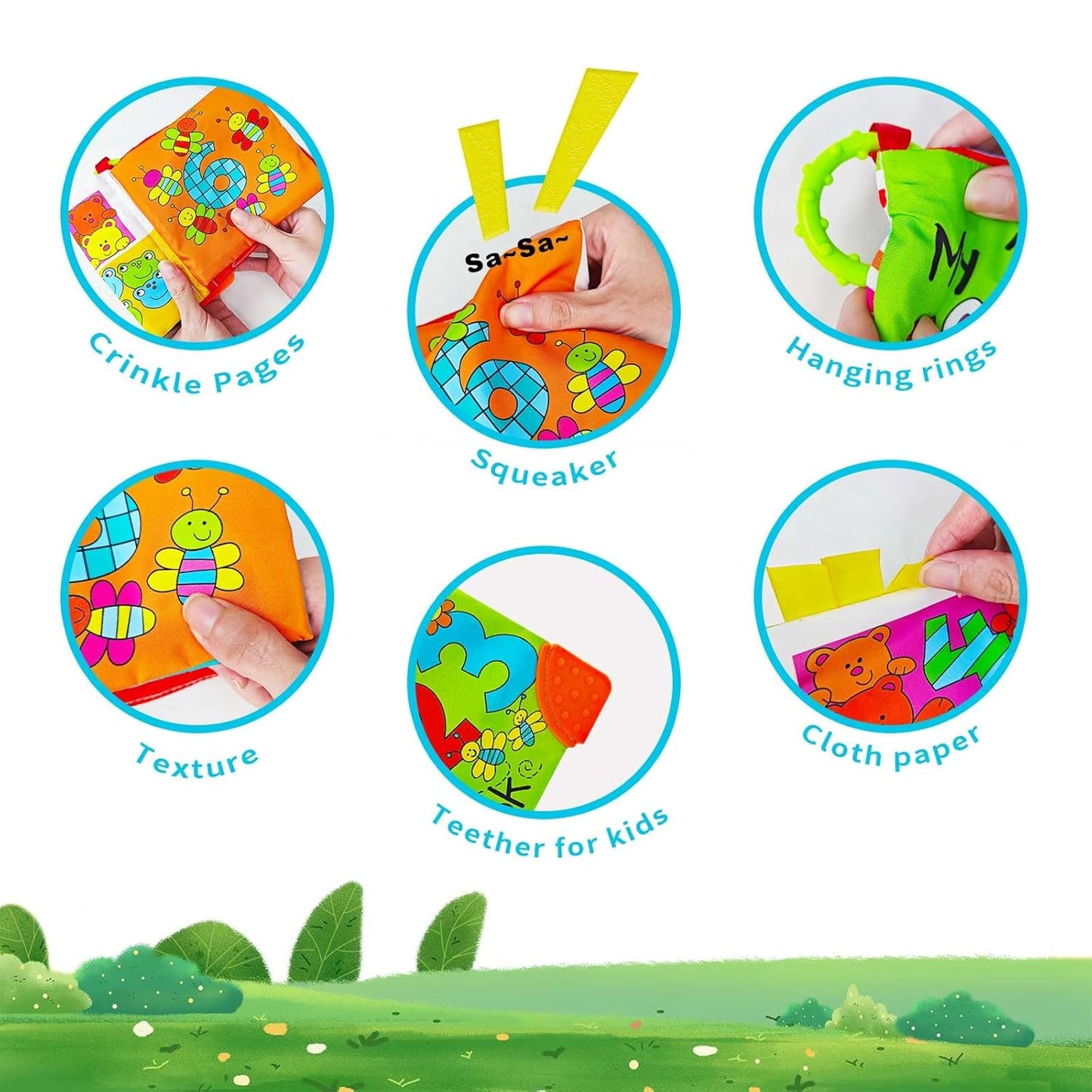 123 Book,Baby Soft Books Toys, Feel Crinkle Cloth Book for Infant Baby 0-3-6-12 Months