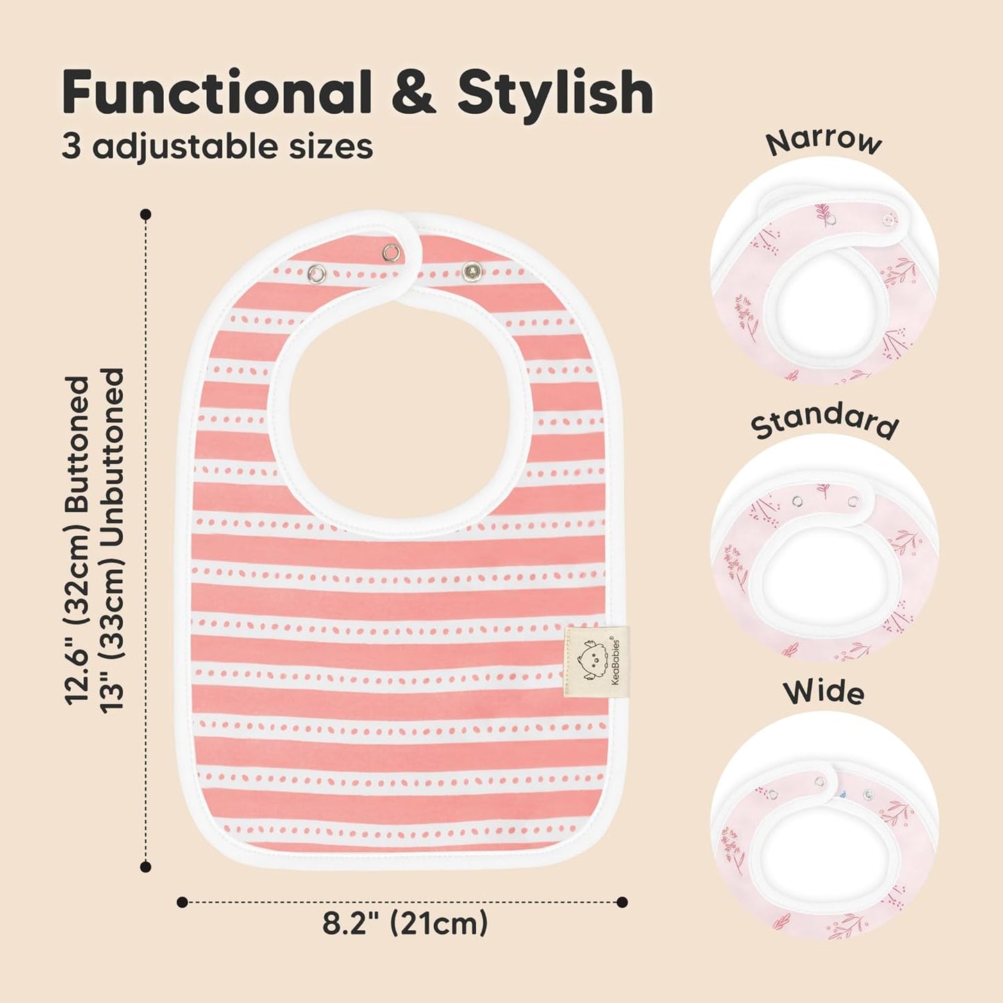 KeaBabies 8-Pack Organic Baby Bibs for Boys, Girls - Super Absorbent Cotton Drool Bibs for Baby Girl & Boy, Teething Toddler, Drooling Newborn, Ultra Soft & Machine Washable (Sweet Charm)