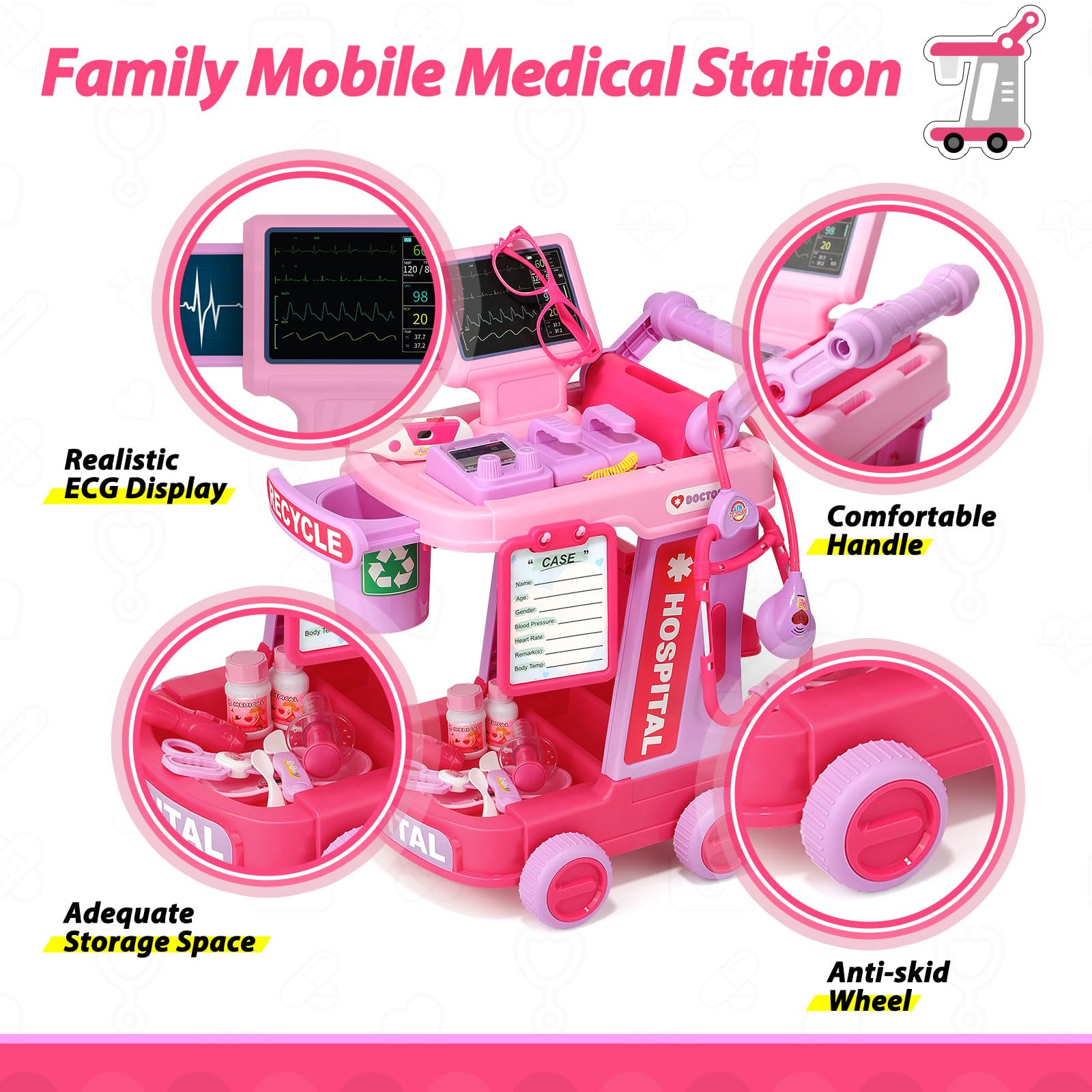 Liberry Toddlers Doctor Kit Toy for Girls Boys Ages 2 3 4 5, Pink