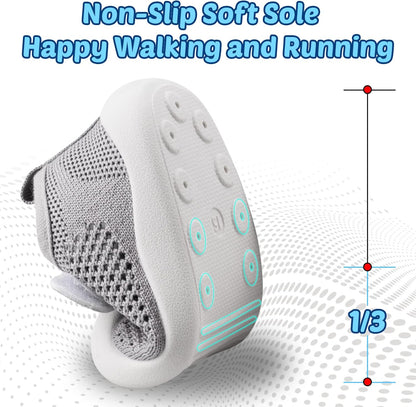 Baby First-Walking Shoes 1-4 Years Kid Shoes Trainers Toddler Infant Boys Girls Soft Sole Non Slip Cotton Canvas Mesh Breathable Lightweight TPR Material Slip-on Sneakers Outdoor