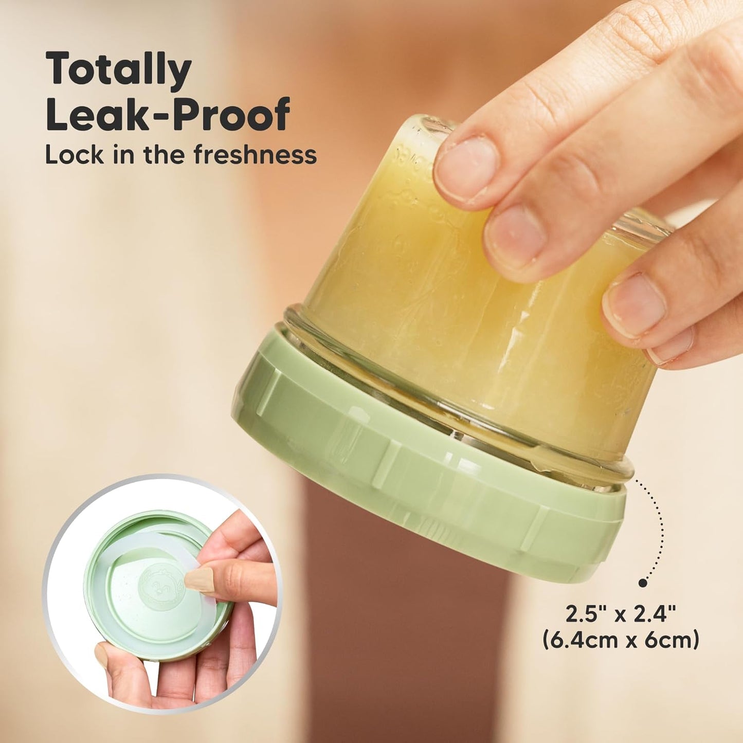 KeaBabies 12pk 4oz Glass Baby Food Containers with Lids - Leak-Proof, Microwavable Small Glass