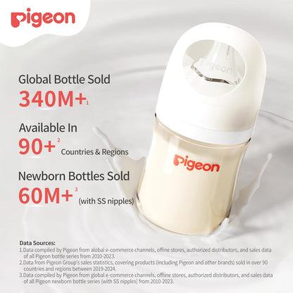 Pigeon PPSU Nursing Baby Bottle Wide Neck, Anti-Colic, Streamlined Body, Natural Feel, Easy to