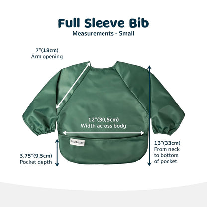 Tiny Twinkle Mess Proof Baby Bib,Waterproof Smock Baby Bib for Eating,Machine Washable Long Sleeve Bib,Baby Led Weaning,Toddler Bib,BLW Supplies(Olive Green, Small 6-24 Months)