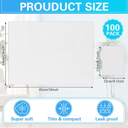 100pcs Disposable Changing Liner 2-ply Baby Changing Station Pad Disposable Changing Pads Diaper Changing Mat Portable Sanitary Liner Refills for Commercial Restrooms (White)