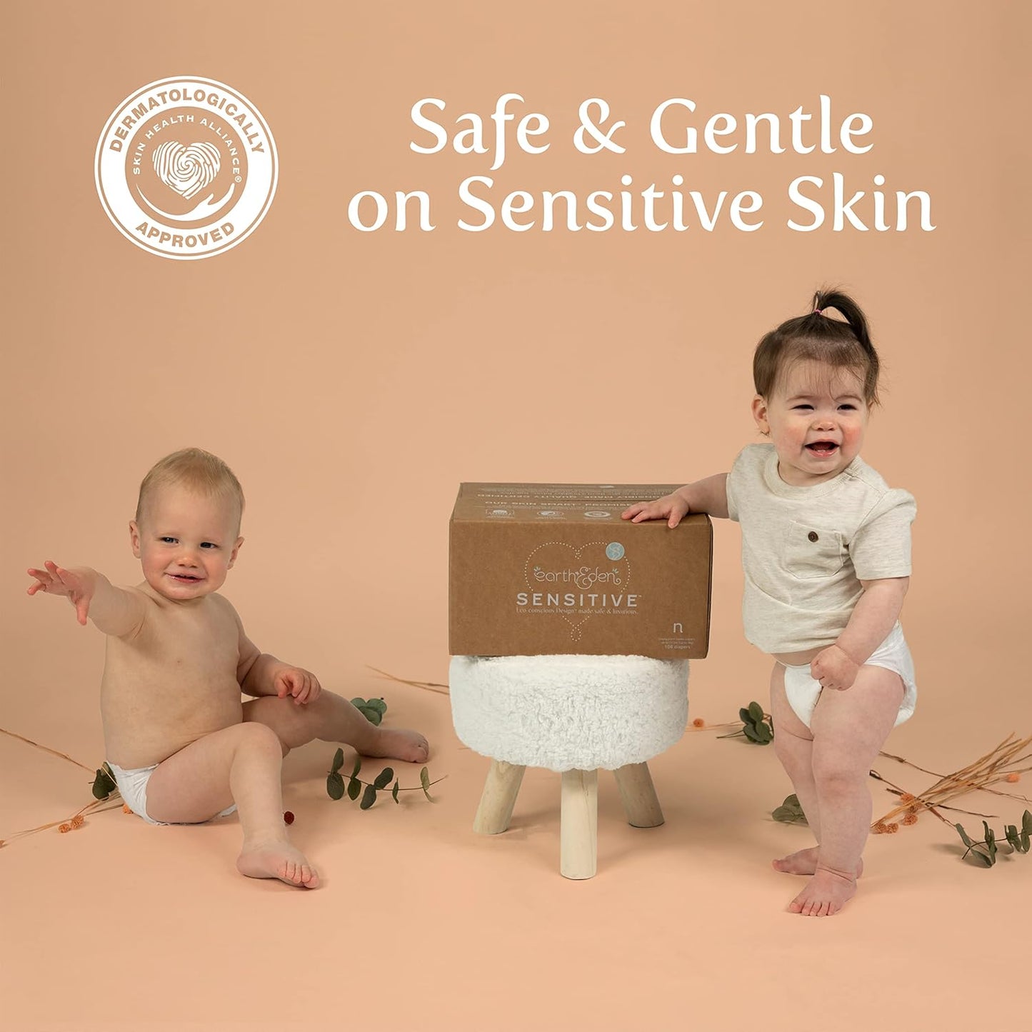 Earth & Eden Sensitive | Eco-Conscious & Hypoallergenic Diapers | Size 1 | 176 Count