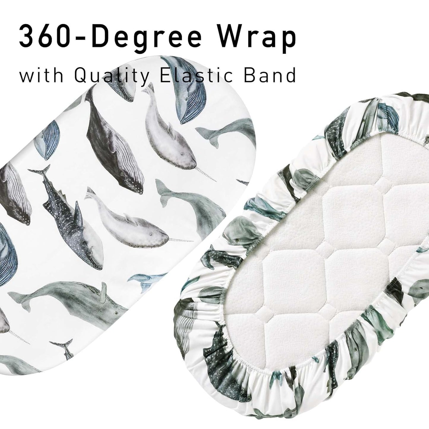 Gllquen Baby Bassinet Sheets 4 Pack, Breathable Cozy Fitted Mattress Sheet, Elastic Travel Crib Fashionable Pattern, Standard Cradle Safe Sheets for Baby Boys Girls 32"x16" (Marine)