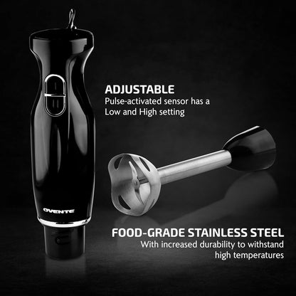 OVENTE Immersion Hand Blender, 300W Electric Handheld Portable Stick Mixer with 2 Mixing Speed and