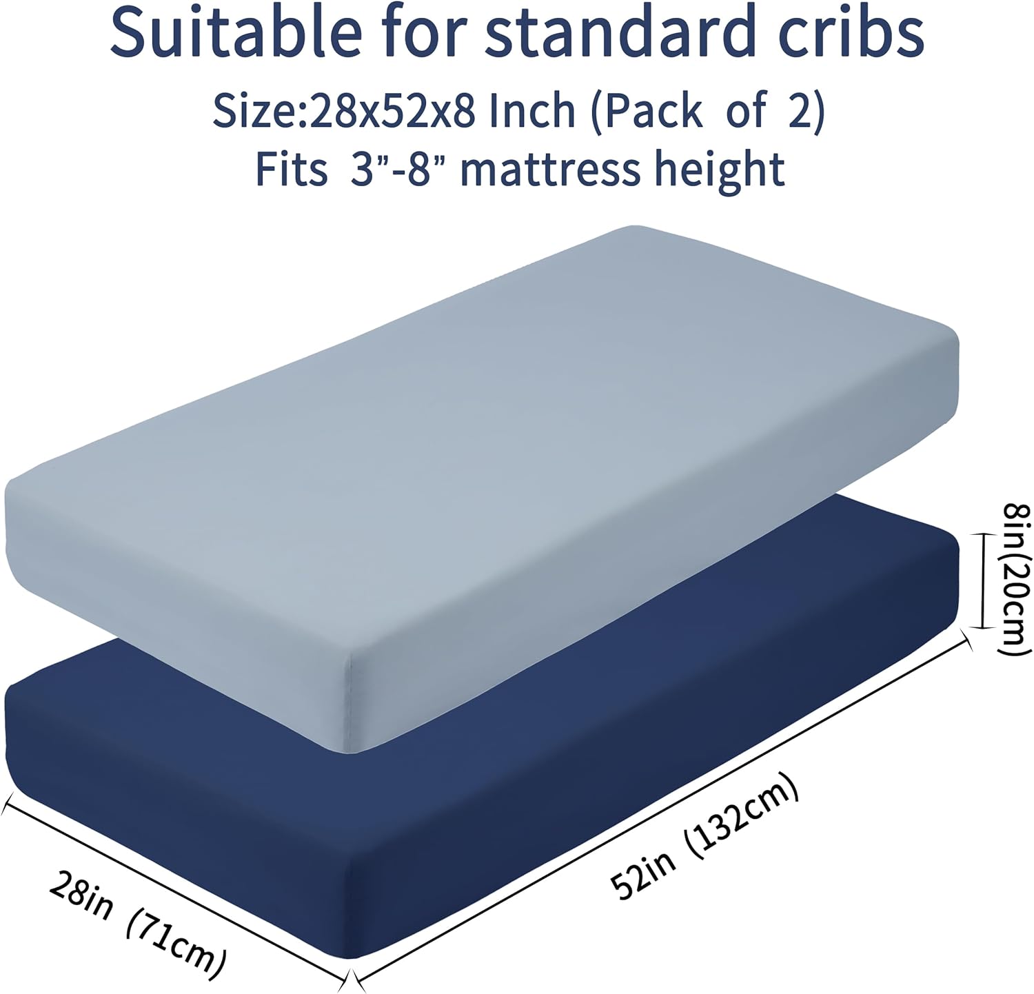 Baby Crib Sheets for Boys Girls, 2 Pack Fitted Crib Sheet for Standard Crib and Toddler Mattress