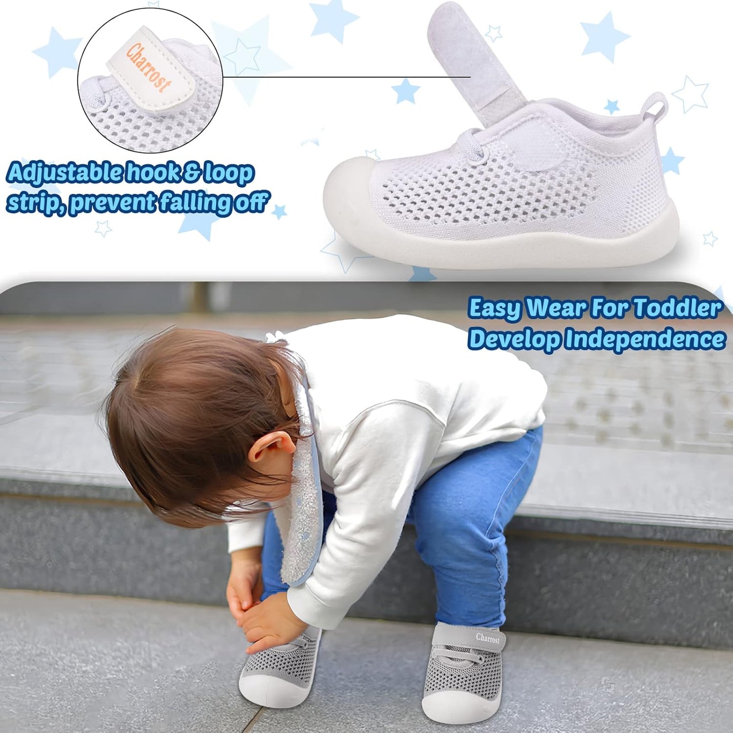 Charrost Toddler Baby Girl Boy First Walking Shoes Checkered Sneakers Sizes 3/4/5/6/7/8T. Soft, Cute,Flexible for First Walkers. Non-Slip, Slip On, Wide Toe Box Indoors Outdoors