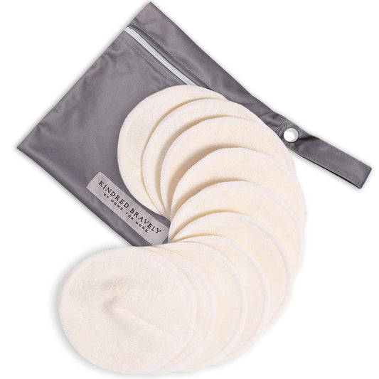 Kindred Bravely Organic Reusable Nursing Pads, Washable, for Breastfeeding & Leaking with Carry