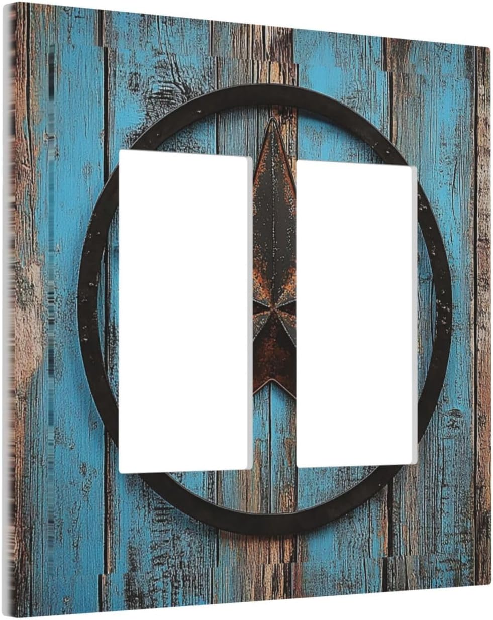 Decorative Outlet Covers Rustic Wood Country Barn Texas Star On Teal 2 Gang Double Gfci Rocker Electrical Wall Panels Light Switch Cover Plate For Farmhouse Cabin Decor