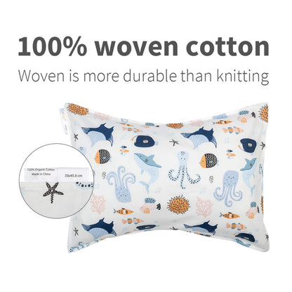 ALVABABY Toddler Pillowcases 2 Pack Organic Cotton Kids Pillow Cover Fit 13"x 18" or 12"x16" Envelope for Girl Boy Sleepy Travel