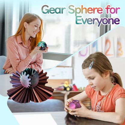GearSphere Fidget Toy, 3D Printed Gear Ball Spin Ball Cube Desk Toy, 2024 Gear Sphere Cube Puzzlefor Adults Kids, Stress and Anxiety Relaxing Fidget Toy (Green-Purple-Copper)
