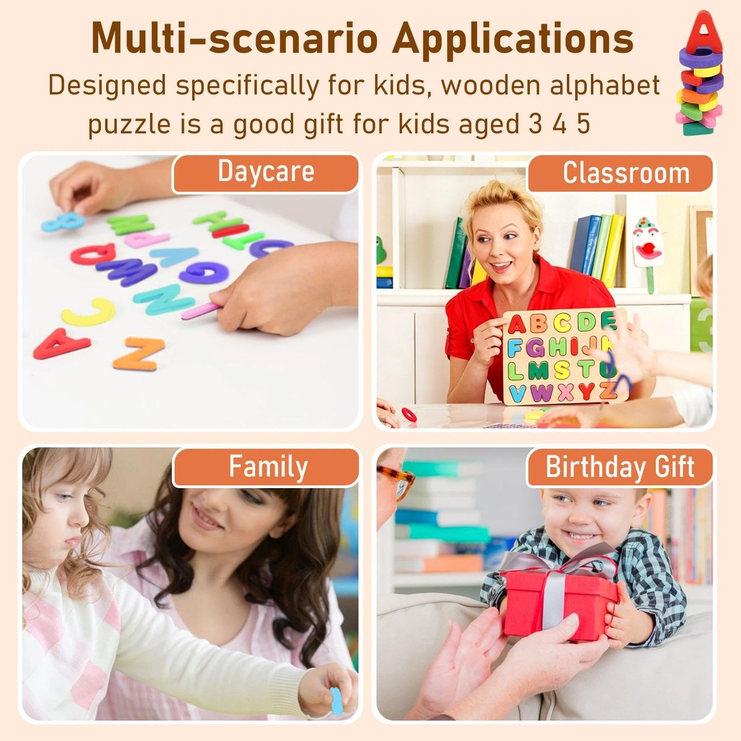 Wooden Puzzles for Toddlers 3-5, Boys & Girls, Montessori Toddler