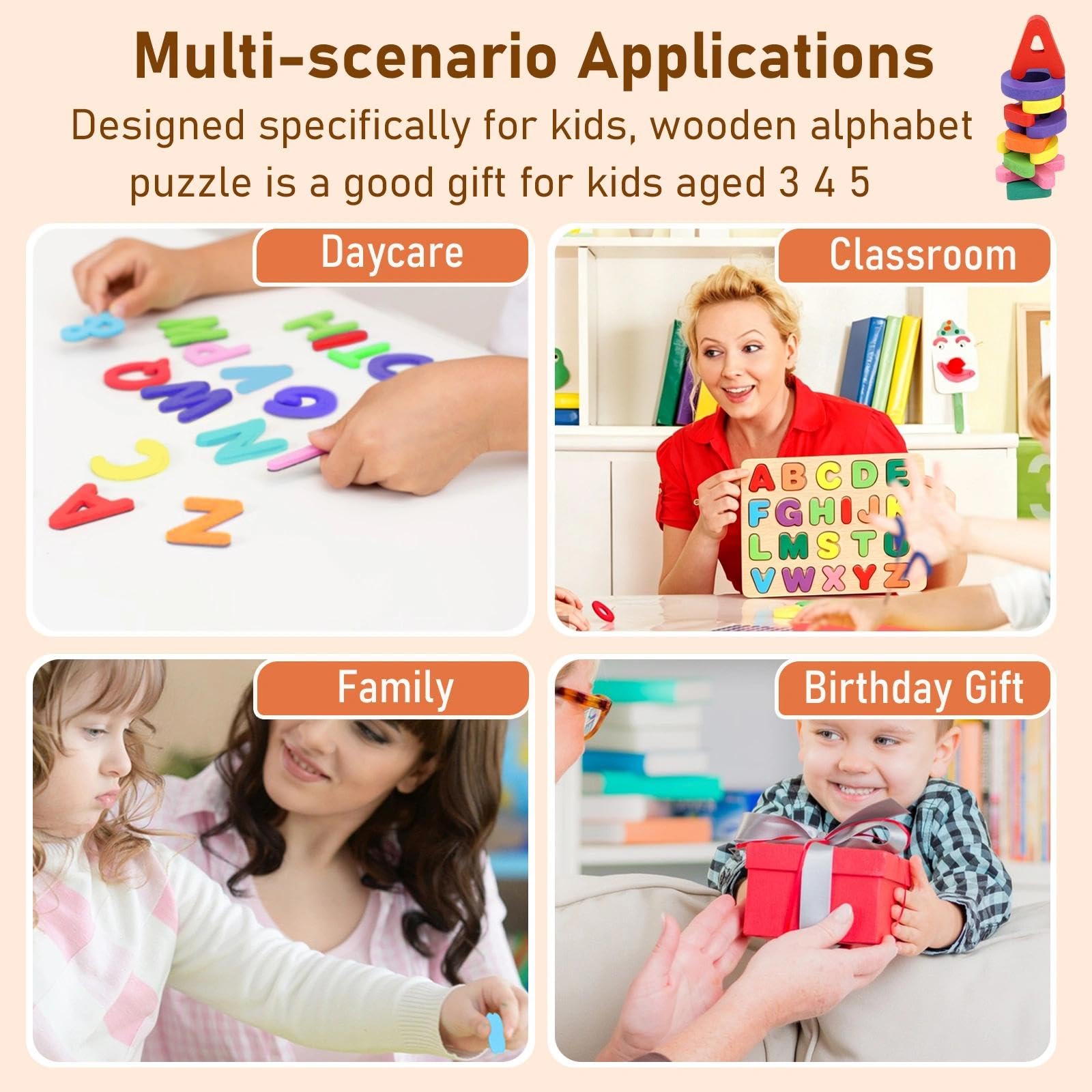 Wooden Puzzles for Toddlers 3-5, Boys & Girls, Montessori Toddler