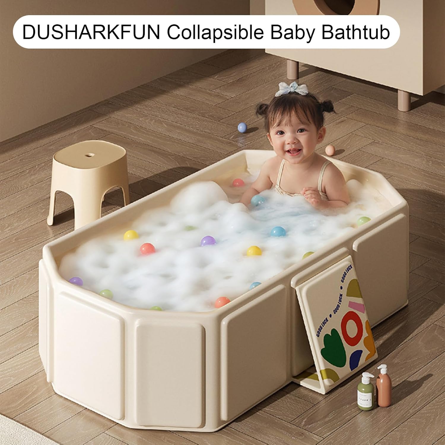 Collapsible Baby Bathtub, Portable & Foldable Bathtub for Newborns to Toddlers, Easy to Store