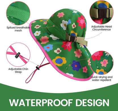 Baby Sun Hat with Neck Flap for Sun Protection Toddler Beach Hat UPF 50+ Outdoors 0-6 Years Boys Girls