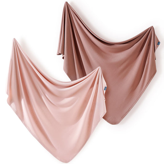 GRSSDER 2 Pack Newborn Swaddle Blanket, Ultra Soft Stretchy Jersey Knit Extra Large Size 33 x 44