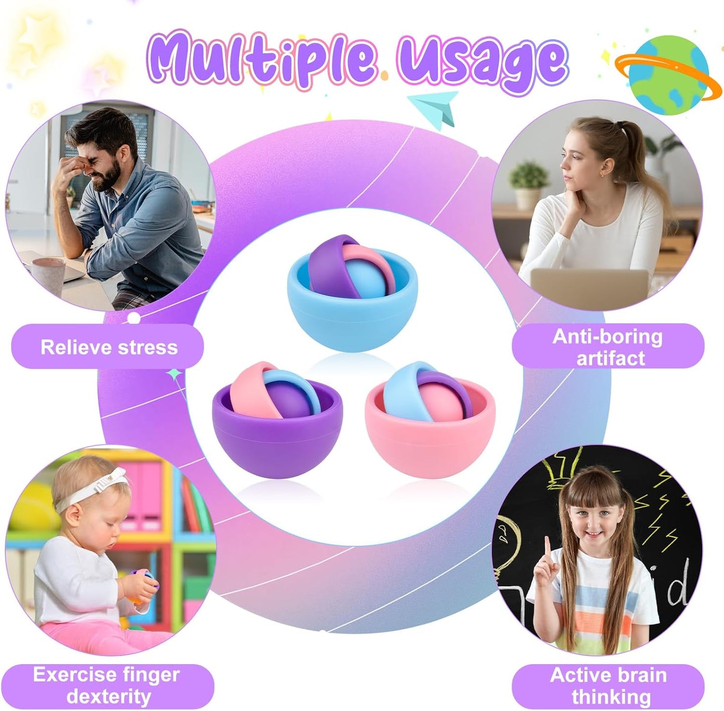 Fidget Toys Adults, Sensory Toys for Kids, Gift for Boys Girls Teens Halloween New Year Party Favors, ADHD Autism Stress Relief Finger Toys