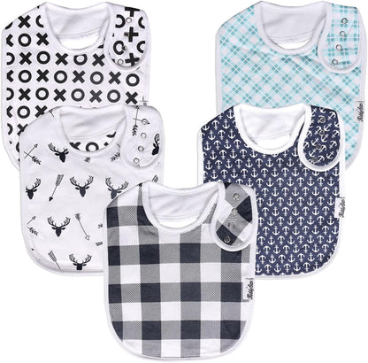 Organic Cotton Baby Bibs – Soft Teething & Drool Bib for Newborns & Toddlers – Hypoallergenic, Absorbent, Snaps