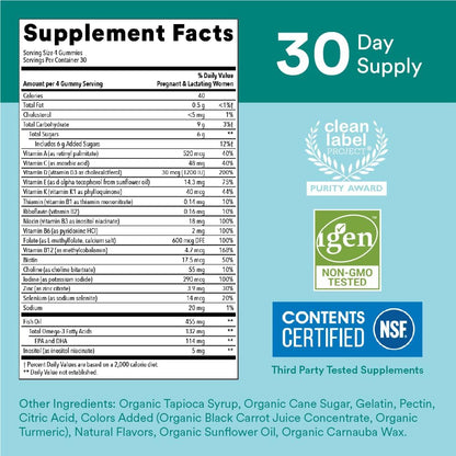 SmartyPants Prenatal Vitamins for Women, Multivitamin Gummies: Omega 3 Fish Oil (EPA/DHA), Biotin