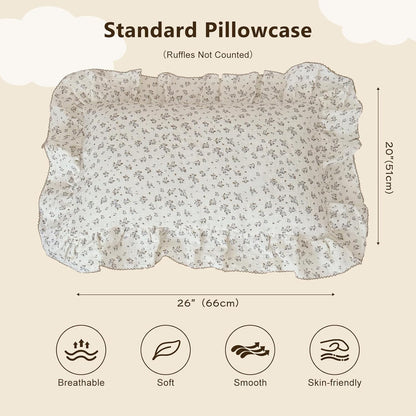 BuLuTu Blue Plumbago Floral Print Kids Pillowcases Fits Standard Size Pillow, Oeko-TEX Certified Muslin Cotton Children Pillow Case, Moisture-Wicking, Soft Breathable, 20"x26", 1 pc