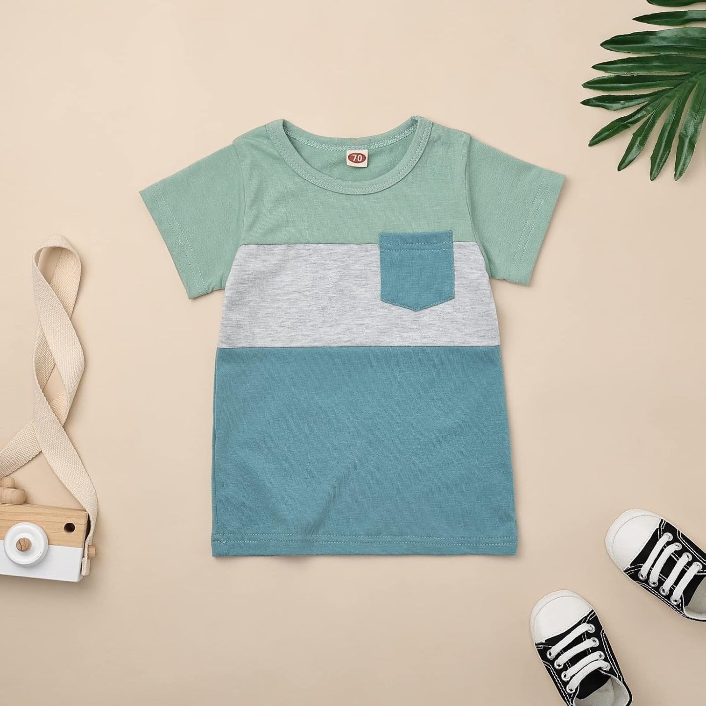 Baby Boy Clothes Toddler Boy Summer Outfits Short Sleeve Patchwork Top T-shirt & Pocket Pant Set 2 Piece 12 Months-4T