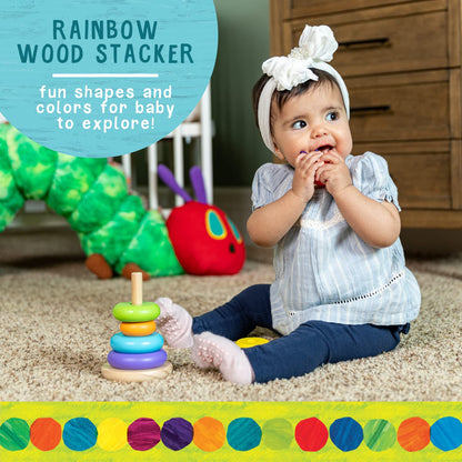 World of Eric Carle, The Very Hungry Caterpillar Wooden Stacker with Colorful Rainbow Rings, 7 Inch