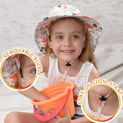 XIAOHAWANG Girls Sun Hat Baby Beach Hats Boys UPF 50+ Kids Summer Protection Cap Toddler Breathable Caps Wide Brim Neck Flap
