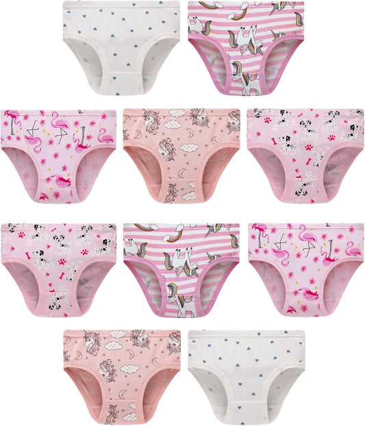 Cadidi Dinos Little Girls' Soft Cotton Underwear Kids Cool Breathable Comfort Panty Briefs Toddler Undies(Pack of 6)