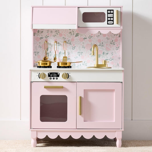 Best Choice Products Toddler Kitchen Playset, Wooden Cottage Kids Play Kitchen with 5 Accessories