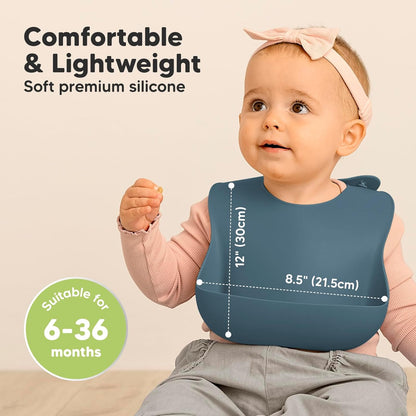 KeaBabies 2-Pack Silicone Baby Bibs for Eating - Sturdy Food-Grade Silicone Bibs for Babies Girl