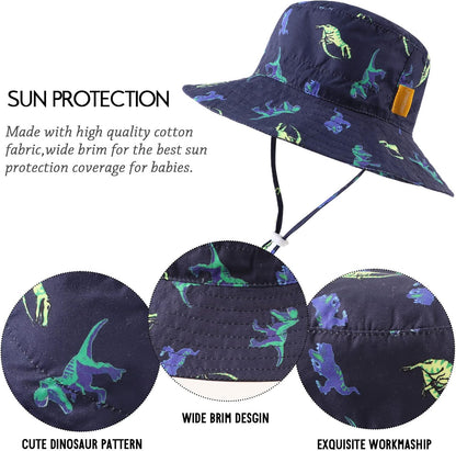 JANGANNSA Cotton Baby Sun Hat Infant Toddler Boys Girls Bucket Hats Summer Sun Protection Kids Beach Caps