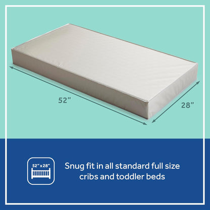 Sealy Baby Orion Antibacterial 2 Stage Breathable Crib Mattress plus Toddler Bed Fit, Lightweight & Waterproof, Non Toxic, GREENGUARD Gold Certified, Safety & Quality Tested, Made in USA, 52x28"