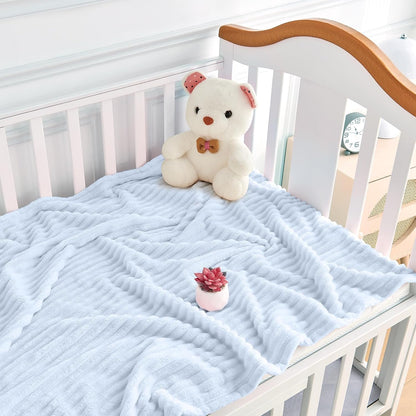 Soft Fleece Baby Blanket Ultra Cozy Blue Baby Blankets for Boys Warm and Lightweight Infant Toddler
