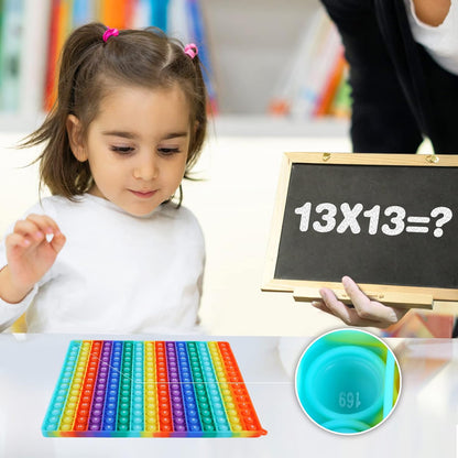 Multiplication Table P00P, Rainbow Square Math Toy Push P0pp Fidget Toy 225 Bubbles Stress Relieving Fidget Game for Teachers to Create Kinds of Math Manipulatives【13 X 13 Maximum】