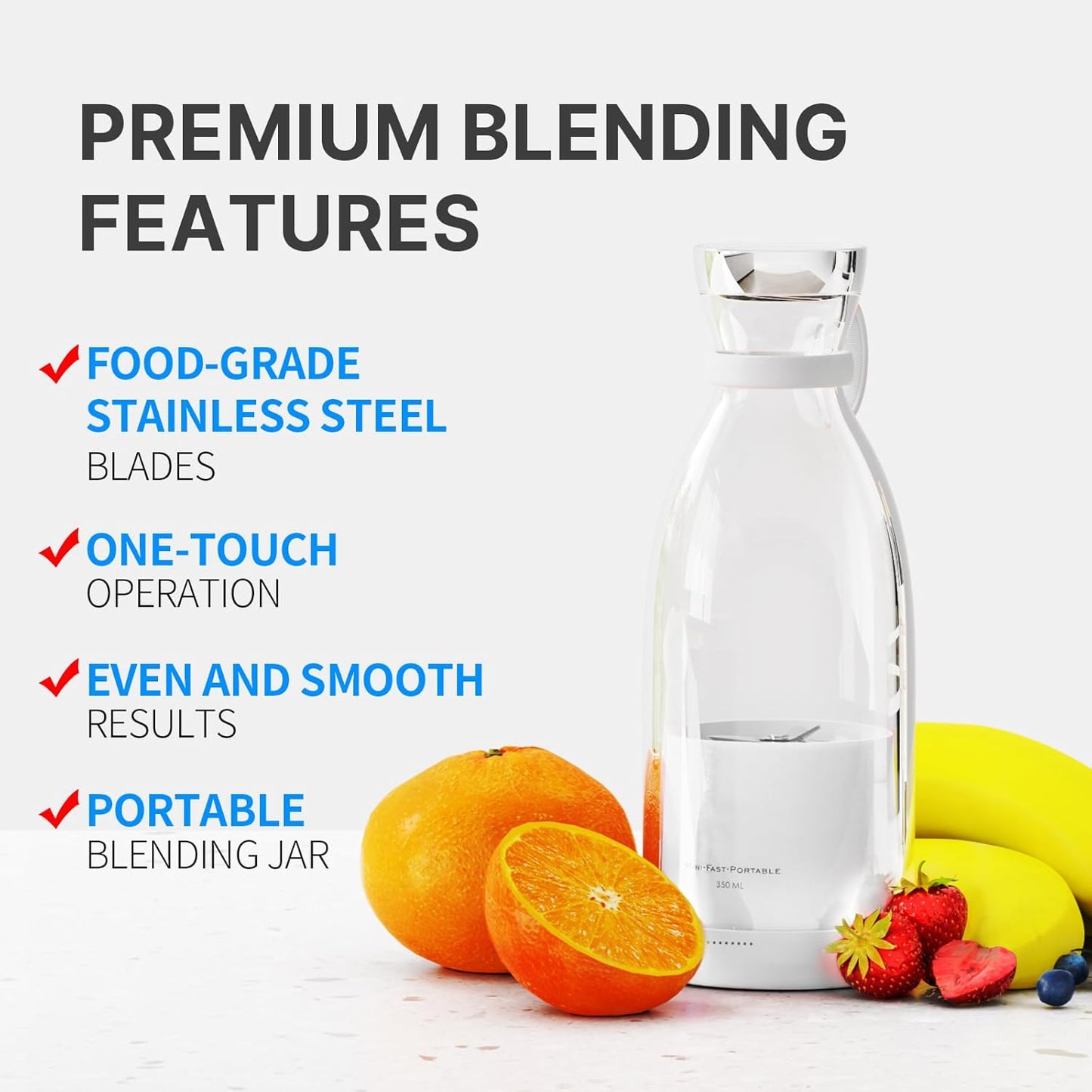 OTPEIR Portable Blender for Shakes and Smoothies with 11.83 Oz Travel Cup and Lid,Durable Stainless