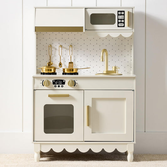 Best Choice Products Toddler Kitchen Playset, Wooden Cottage Kids Play Kitchen with 5 Accessories
