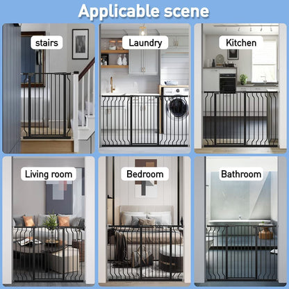 WAOWAO Extra Tall 40.55" Baby Gate 29.92-46.85" Wide Pressure Mounted Walk Through Swing Auto Close Safety Black Metal Toddler Child Dog Pet for Indoor Stairs,Doorways,Kitchen