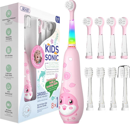 SEAGO Kids Electric Toothbrushes Rechargeable, Toddler Electric Toothbrush with Magnetic Charging