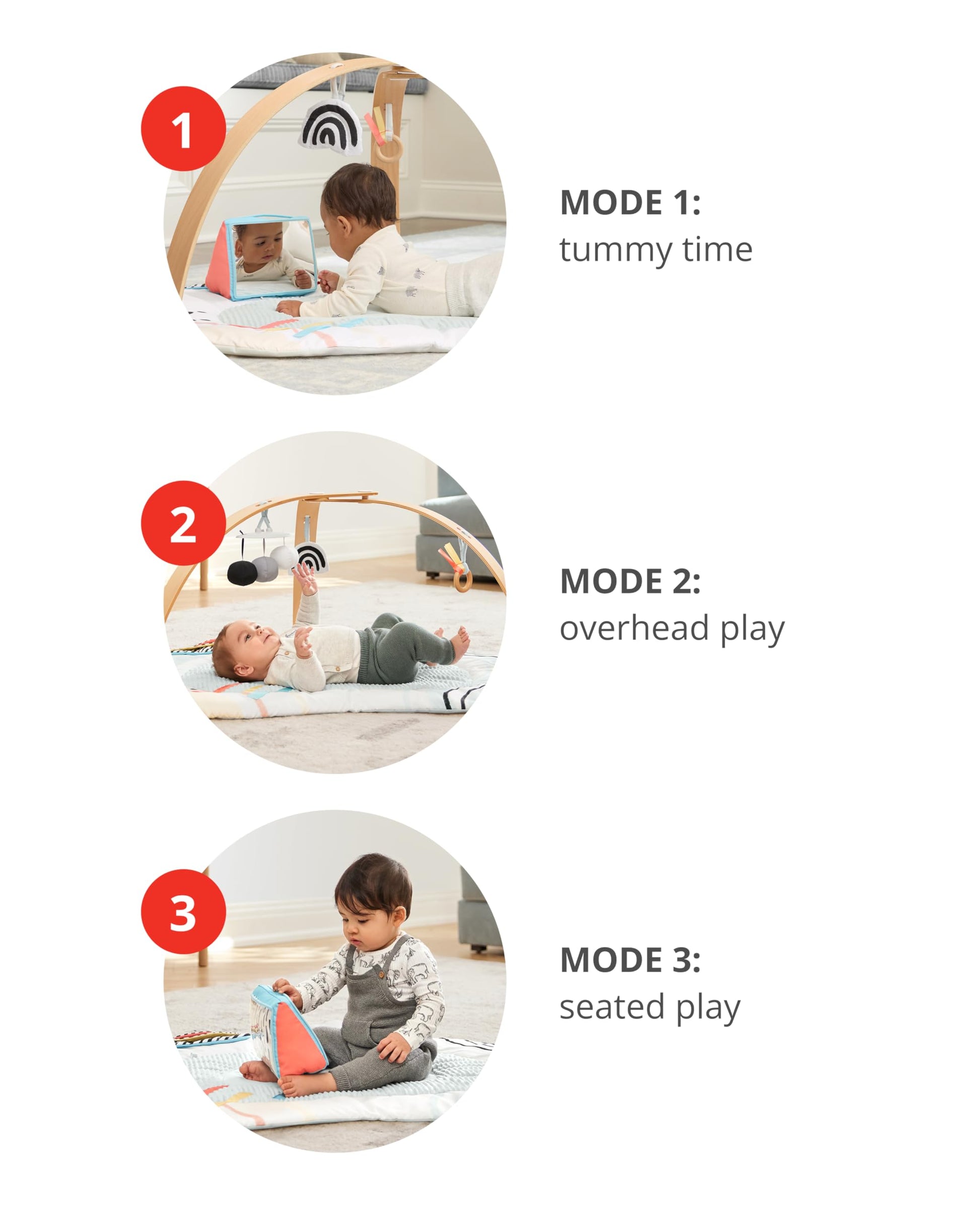 Skip Hop Baby Play Gym Montessori-Inspired 3-in-1 Sensory Tummy Time Activity Mat with 25+