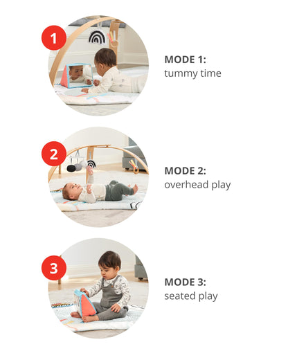 Skip Hop Baby Play Gym Montessori-Inspired 3-in-1 Sensory Tummy Time Activity Mat with 25+