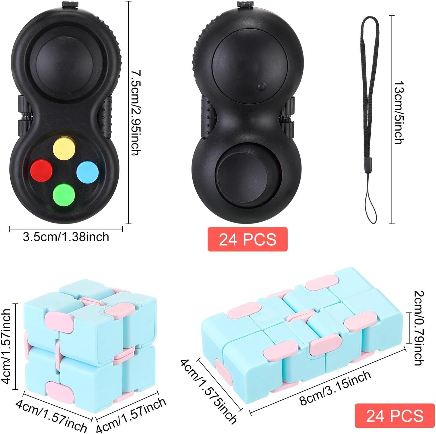 Junkin Bulk Fidget Pad Controller and Cube Toys Party Favors Mini Blocks Game Controller for Anxiety and Stress Relief Birthday Return Gifts Stocking Stuffers for Boy and Girl(72 Pcs)