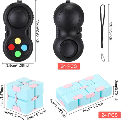 Junkin Bulk Fidget Pad Controller and Cube Toys Party Favors Mini Blocks Game Controller for Anxiety and Stress Relief Birthday Return Gifts Stocking Stuffers for Boy and Girl(48 Pcs)